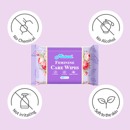 6 Packs Natural Feminine Care Wet Wipes Female Toilet Wipes Daily Refreshing Wipes Removes Odor PH Balanced No Chemical Alcohol Free Non Irritating Anti Itch Travel Size Women Wipes for Vagina & Armpit Cleaning