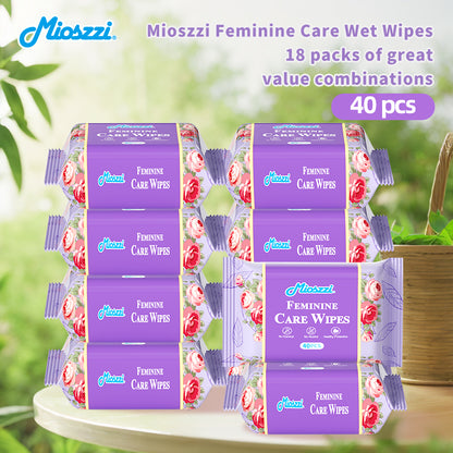 18 Packs Natural Feminine Care Wet Wipes Fresh & Clean Soft Pack Cleansing Wipes for Vagina Alcohol & Aluminum Free Anti-itch Deodorant Wipes for Women Private Parts Travel Size Packs Feminine Hygiene Products Adult Body Wet Wipes