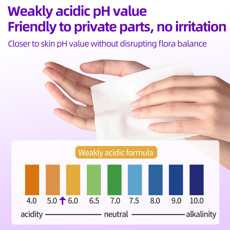 1. Mild and weakly acidic, does not destroy immune balance.

2. Gentle formula without chemical additives, fragrance-free and non-irritating.

3. Super soft non-woven fabric, edelweiss-like skin-friendly touch.

4. Multi-purpose, suitable for cleaning during menstruation and after intimacy.

5.Deodorant body wipes effectively eliminate dirt, grime and sweat.

6. It can be easily put into pockets or bags when you go out without taking up space.