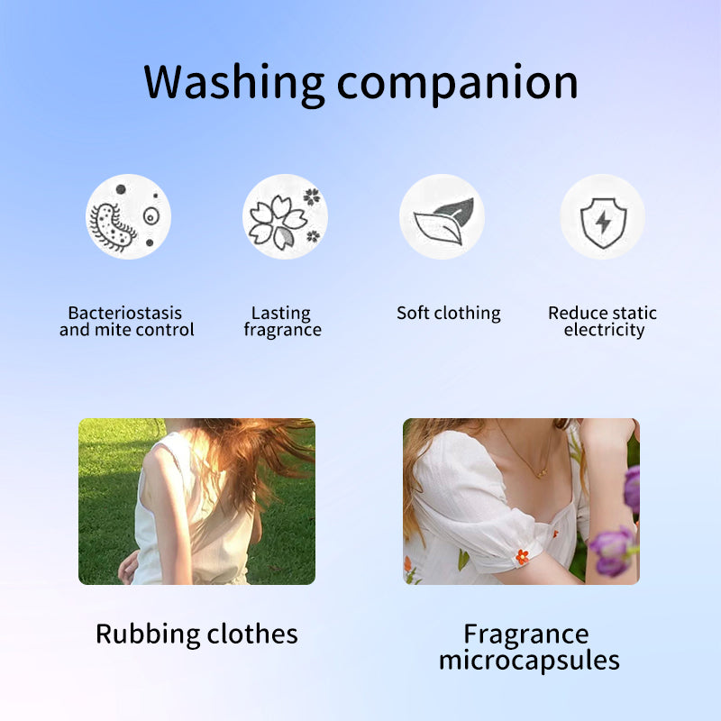 1. Smooth, fragrance and color protection three-in-one.

2. Deodorant beads for clothes can effectively remove sweat stains that are difficult to remove.

3. The sea breeze scent created by the collision of cedar and amber keeps the clothes fragrant.

4. The microcapsule technology of colloid particles can keep the fragrance of clothes for a long time.

5. Effectively prevent clothes from agglomerating and remove static electricity.