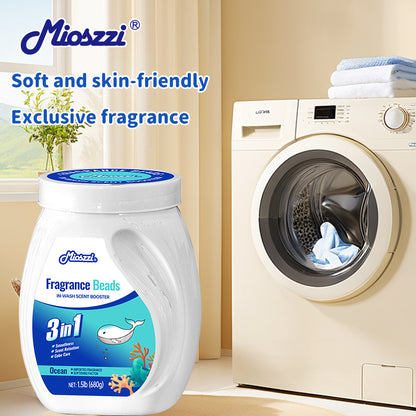 1. Smooth, fragrance and color protection three-in-one.

2. Deodorant beads for clothes can effectively remove sweat stains that are difficult to remove.

3. The sea breeze scent created by the collision of cedar and amber keeps the clothes fragrant.

4. The microcapsule technology of colloid particles can keep the fragrance of clothes for a long time.

5. Effectively prevent clothes from agglomerating and remove static electricity.