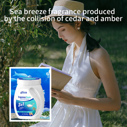 1. Smooth, fragrance and color protection three-in-one.

2. Deodorant beads for clothes can effectively remove sweat stains that are difficult to remove.

3. The sea breeze scent created by the collision of cedar and amber keeps the clothes fragrant.

4. The microcapsule technology of colloid particles can keep the fragrance of clothes for a long time.

5. Effectively prevent clothes from agglomerating and remove static electricity.