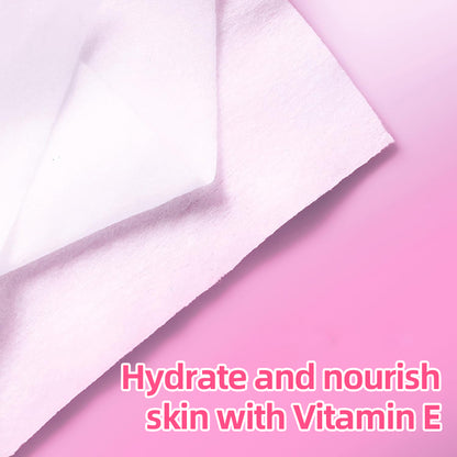 1、Contains sodium hyaluronate and vitamin E to remove makeup and moisturize the skin.

2、Portable pack, suitable for daily skin care and travel necessities.

3、Hypoallergenic formula, no added alcohol, mild and non-irritating, suitable for sensitive skin.

4、Strong makeup removal ability, a wet tissue can remove all facial makeup.

5、It is versatile and can remove dirt, grease and waterproof cosmetics.