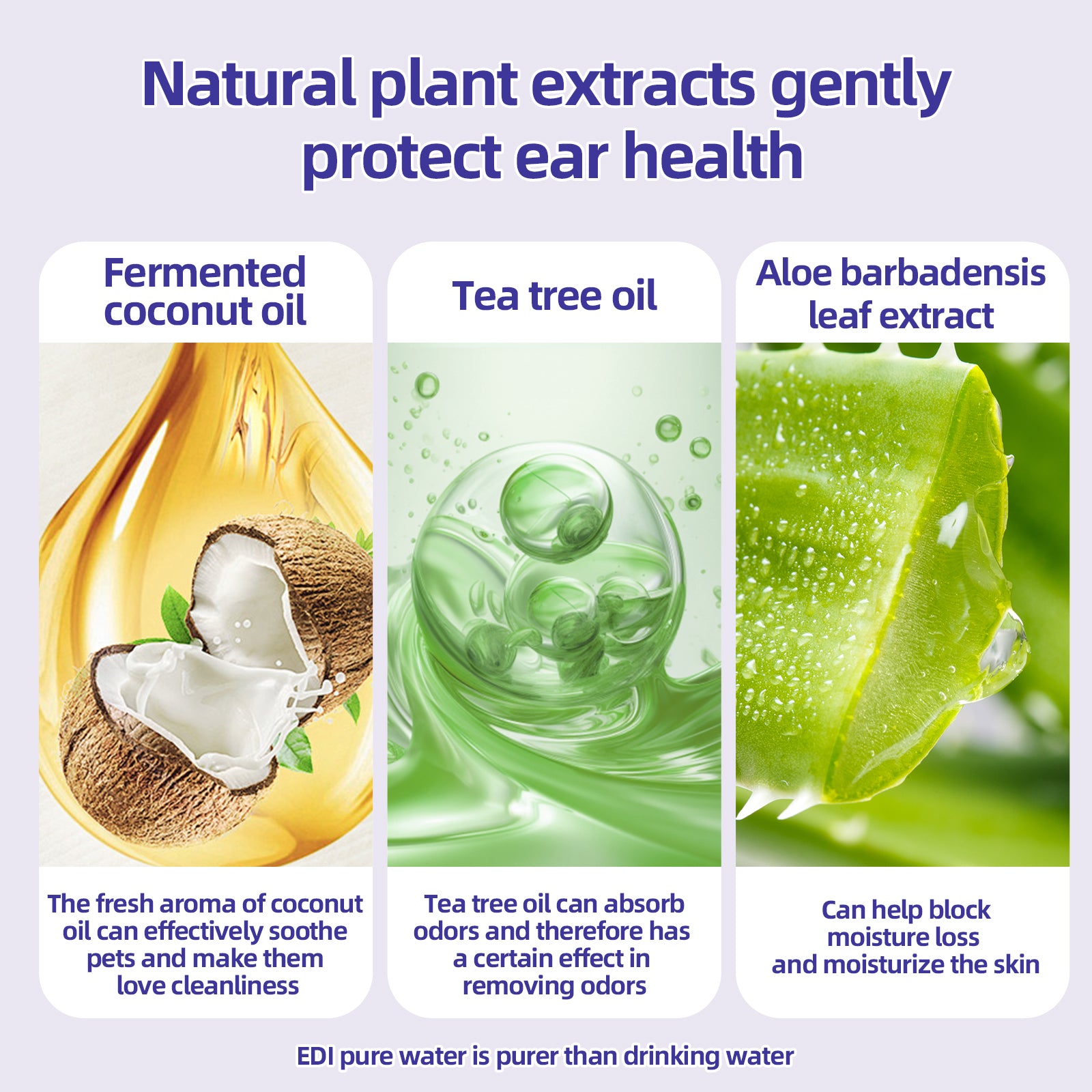 1、Finger-type wipes are more convenient to use and clean more carefully.

2、Gently remove ear wax, debris, sooths and deodorizes, relieve ear itching and inflammation.

3、Multi-purpose wipes, suitable for cleaning multiple parts of pets.

4、Exclusive formula technology, natural ingredients such as fermented coconut oil and tea tree oil are added to ensure a soothing and non-irritating experience.

5、Pet universal type, suitable for cats, dogs, rabbits, hamsters and other pets.