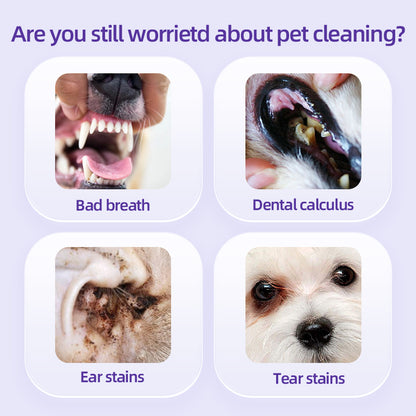 1. Safe alcohol-free formula, specially designed for pets, ensuring pet-friendly wipes.

2. Infused with tea tree oil essence, it effectively nourishes pet hair and brings a smooth and smooth effect.

3. It has strong cleaning power, can easily remove dirt on pets, and has an anti-itching effect.

4. Multifunctional finger wipes, suitable for cleaning and care of sensitive areas such as pets' buttocks and eyes.

5. It adopts a barrel packaging design with good sealing, so there is no need to worry about wip