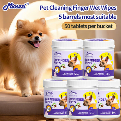 1. Safe alcohol-free formula, specially designed for pets, ensuring pet-friendly wipes.

2. Infused with tea tree oil essence, it effectively nourishes pet hair and brings a smooth and smooth effect.

3. It has strong cleaning power, can easily remove dirt on pets, and has an anti-itching effect.

4. Multifunctional finger wipes, suitable for cleaning and care of sensitive areas such as pets' buttocks and eyes.

5. It adopts a barrel packaging design with good sealing, so there is no need to worry about wip