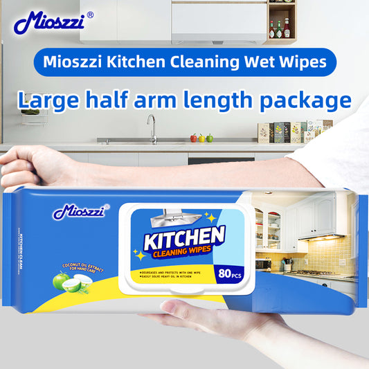 1. Added super degreasing active factor, stronger cleaning power than traditional rags.

2. Suitable for pots, bowls, kitchen tabletops, kitchen walls, range hoods and sinks, etc.

3. Powerfully remove stubborn oil stains and keep the surface spotless.

4. Kitchen cleaning wipes are made of spunlace non-woven fabric, thick, soft and durable.

5. Universal surface wipes, no need to wash, easy to use.