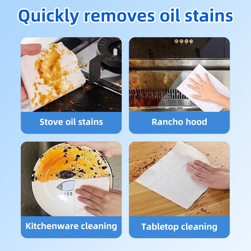 1. Added super degreasing active factor, stronger cleaning power than traditional rags.

2. Suitable for pots, bowls, kitchen tabletops, kitchen walls, range hoods and sinks, etc.

3. Powerfully remove stubborn oil stains and keep the surface spotless.

4. Kitchen cleaning wipes are made of spunlace non-woven fabric, thick, soft and durable.

5. Universal surface wipes, no need to wash, easy to use.