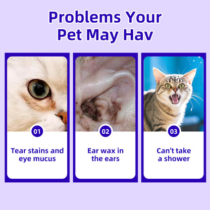 1. Hypoallergenic cleansing formula effectively cleans and removes tear stains for a fresh, clean skin experience.

2. Add hyaluronic acid ingredients, deep clean skin, and easily remove dirt, dander, and pet odor.

3.Witch hazel extract, clean and nourish the skin and hair, care for the health of pets.

4. Antibacterial deodorizing wipes effectively inhibit the growth of dirt, odor, and bacteria to maintain a hygienic environment for pets.

5. Designed with thick non-woven fabric to achieve 360-degree