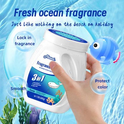 1. Laundry fragrance beads using deodorant technology effectively decompose odor molecules.

2. Microcapsule blasting technology allows clothes to retain fragrance for a long time.

3. Deodorant beads used for clothes can effectively remove sweat stains that are difficult to remove.

4. Effectively soften fabrics, anti-static to prevent clothing from clumping.

5. Value pack combination suitable for home use, large quantity and affordable price.