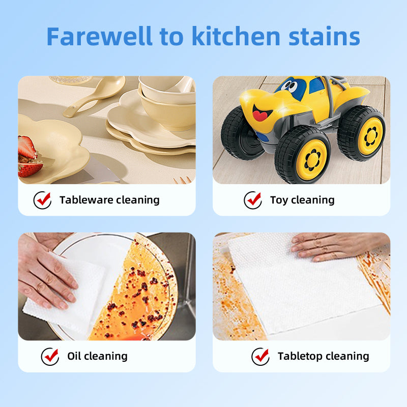 1. Super strong degreasing active factor, better than traditional rags and degreasers.

2. Multi-purpose wipes, wipe away oil, dirt and sticky fingerprints.

3. Kitchen cleaning wipes without bleach, more skin-friendly.

4. Disposable wipes, no need to worry about breeding bacteria.

5. Half-arm-length super large packaging, large quantity and affordable.