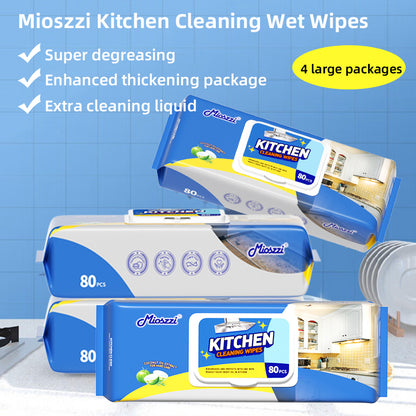 1. Super strong degreasing active factor, better than traditional rags and degreasers.

2. Multi-purpose wipes, wipe away oil, dirt and sticky fingerprints.

3. Kitchen cleaning wipes without bleach, more skin-friendly.

4. Disposable wipes, no need to worry about breeding bacteria.

5. Half-arm-length super large packaging, large quantity and affordable.